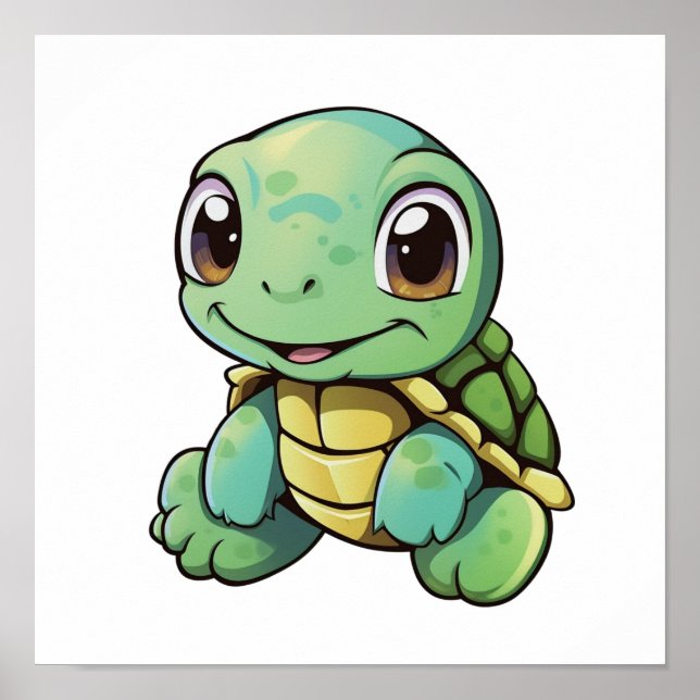 Póster ilustracion de tortuga personalizado (Frente)