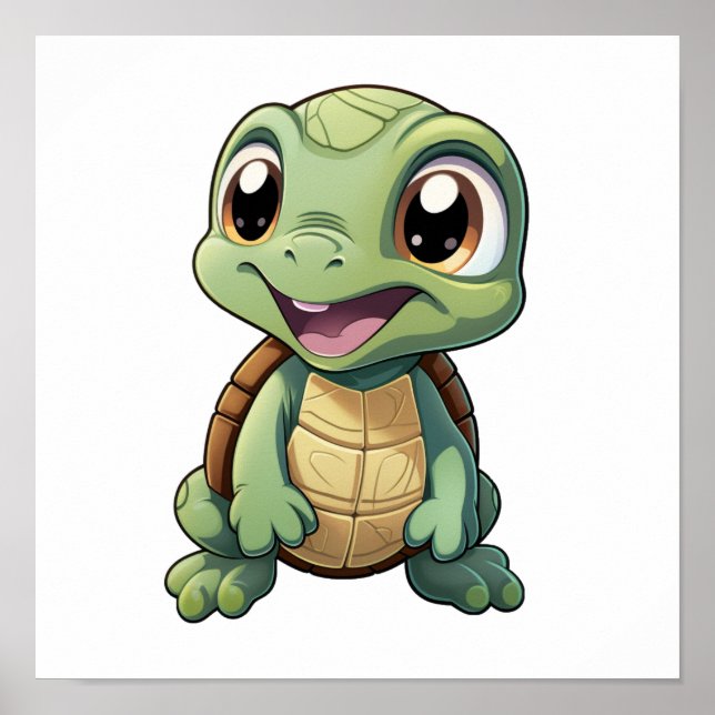 Póster ilustracion de tortuga personalizado (Frente)