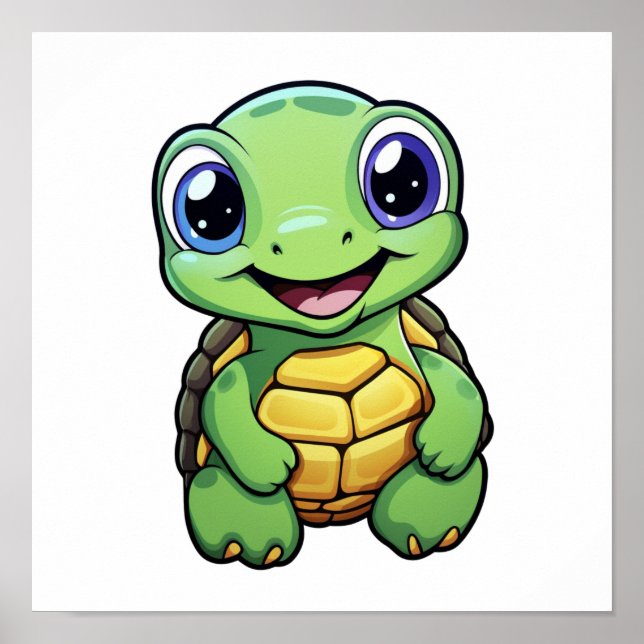 Póster ilustracion de tortuga personalizado (Frente)