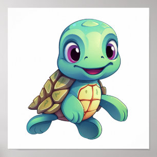 Póster ilustracion de tortuga personalizado