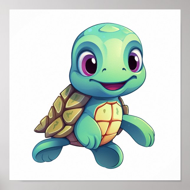 Póster ilustracion de tortuga personalizado (Frente)
