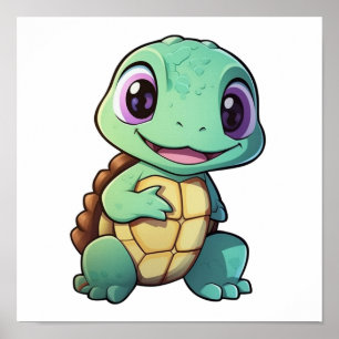 Póster ilustracion de tortuga personalizado