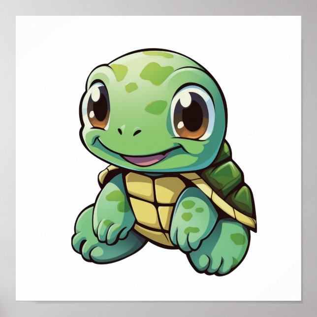 Póster ilustracion de tortuga personalizado (Frente)