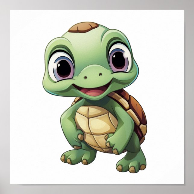 Póster ilustracion de tortuga personalizado (Frente)