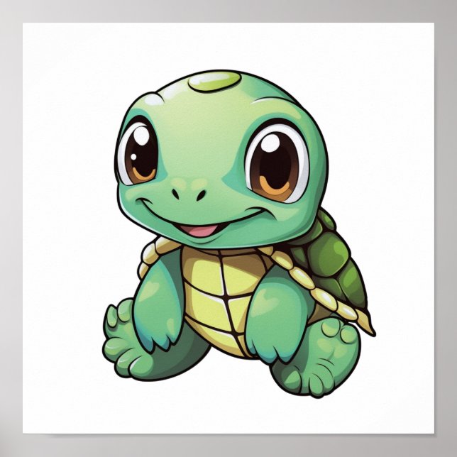 Póster ilustracion de tortuga personalizado (Frente)