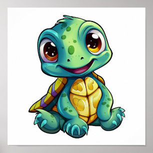 Póster ilustracion de tortuga personalizado