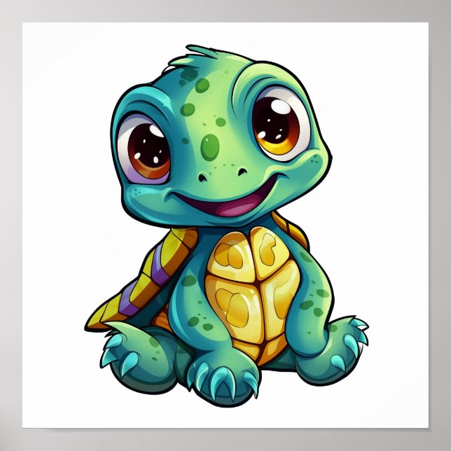 Póster ilustracion de tortuga personalizado (Frente)