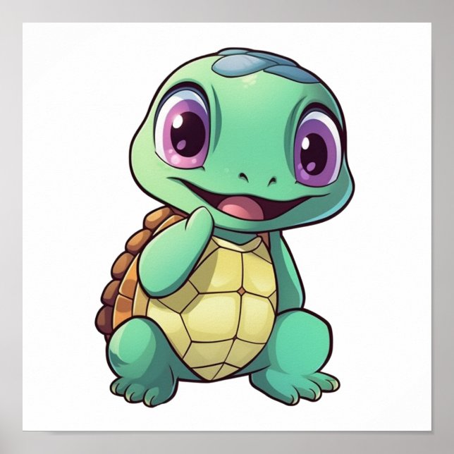 Póster ilustracion de tortuga personalizado (Frente)