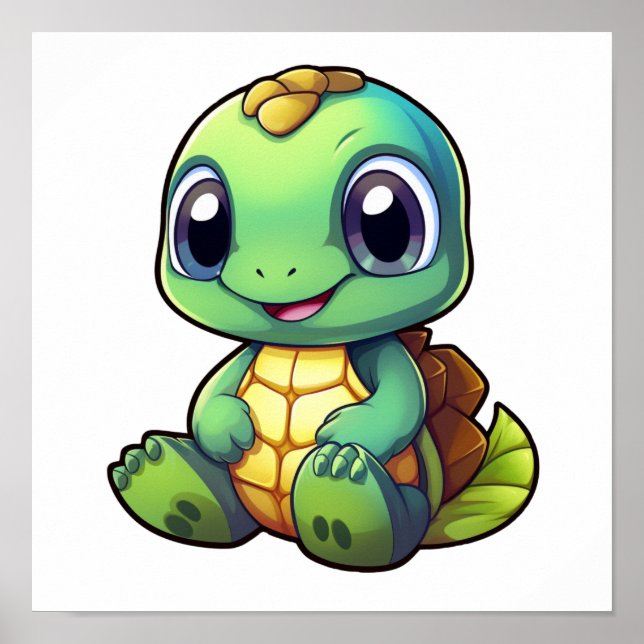 Póster ilustracion de tortuga personalizado (Frente)