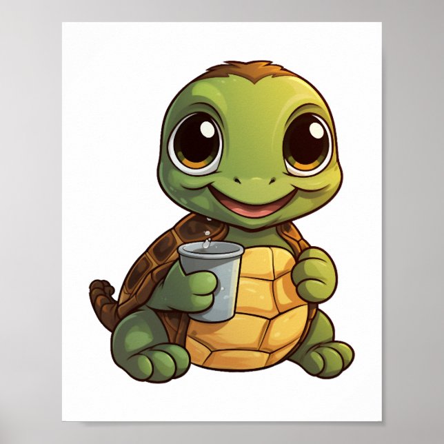 Póster ilustracion de tortuga personalizado (Frente)