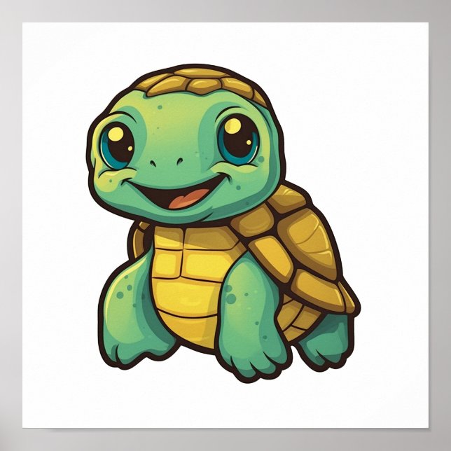 Póster ilustracion de tortuga personalizado (Frente)