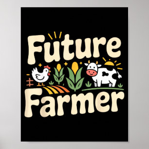 Póster Ilustración de tractor de agricultor de granja del