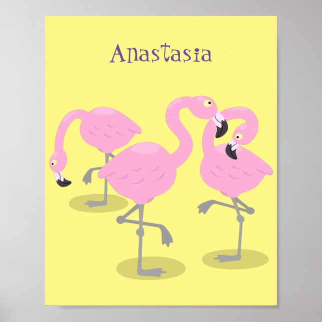 Póster Ilustracion de trío de flamingo rosado (Frente)
