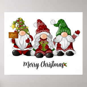 Póster Ilustración de trío de gnomos de Navidad lindos