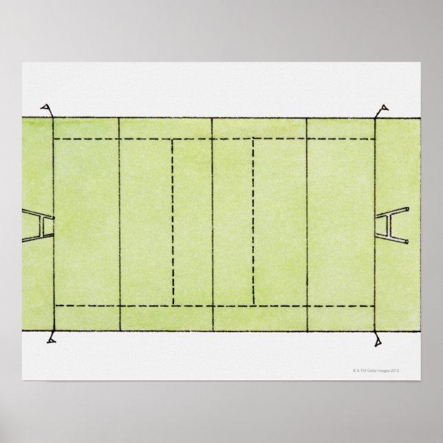 Póster Ilustracion de un campo de rugby (Frente)