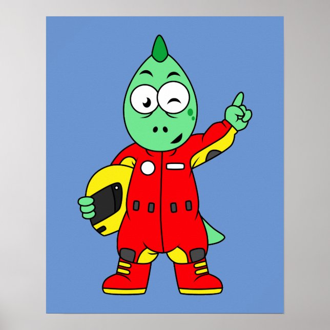 Póster Ilustracion De Un Conductor De Allosaurus Race. (Frente)