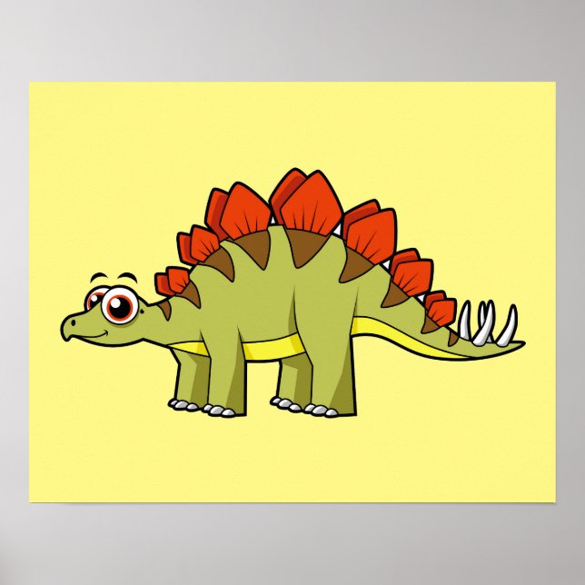 Póster Ilustracion De Un Dinosaurio Estegosaurio. (Frente)