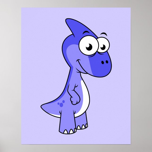 Póster Ilustracion De Un Dinosaurio Parasaurolophus. 2 (Frente)