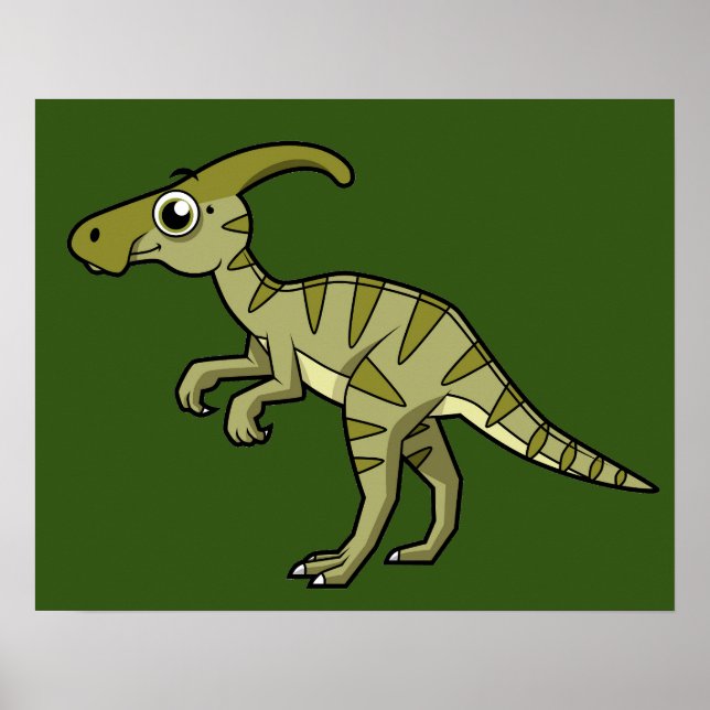 Póster Ilustracion De Un Dinosaurio Parasaurolophus. 3 (Frente)