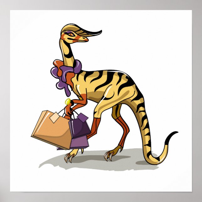 Póster Ilustracion De Un Iguanodon Con Bolsas Comerciales (Frente)