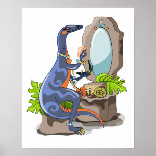 Póster Ilustracion De Un Iguanodon Que Se Pone En El Maqu