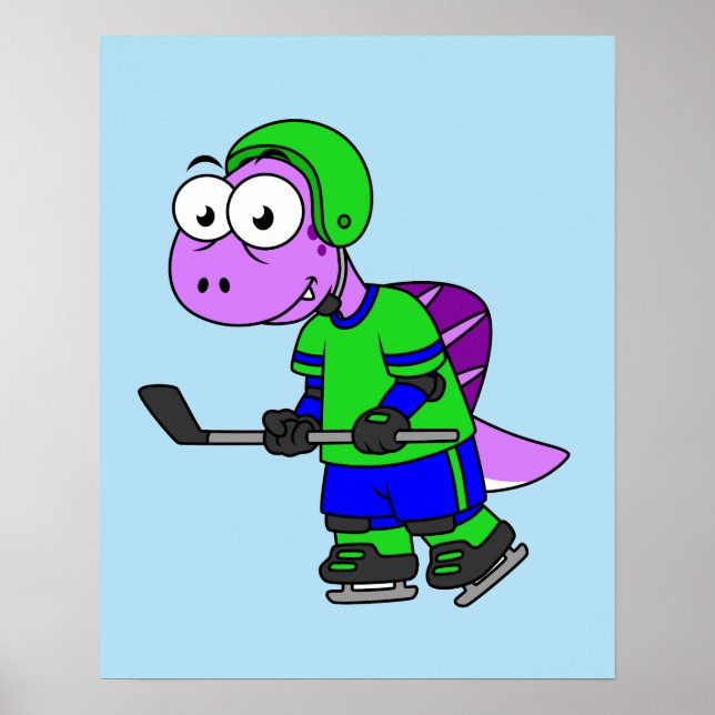 Póster Ilustracion De Un Jugador De Hockey Spinosaurus. (Frente)