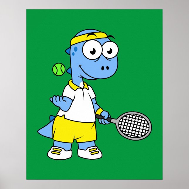 Póster Ilustracion De Un Jugador De Tenis Rex De Tyrannos (Frente)