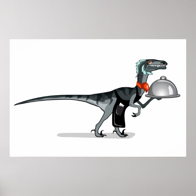 Póster Ilustracion De Un Mozo De Comida Raptor. (Frente)