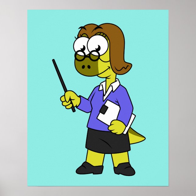 Póster Ilustracion De Un Profesor De Paquicefalosaurio. (Frente)