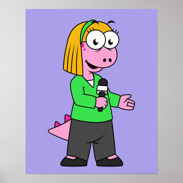 Póster Ilustracion De Un Reportero De Allosaurus News. (Frente)