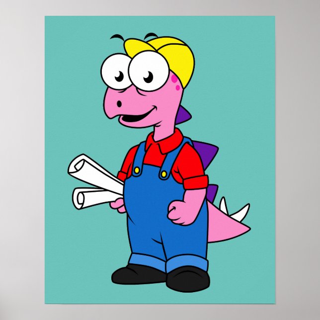 Póster Ilustracion De Un Trabajador De Construcción De St (Frente)