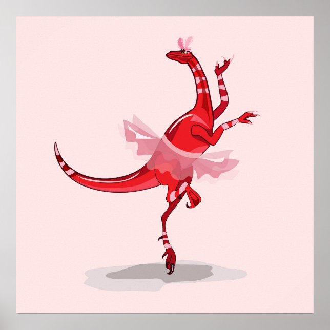 Póster Ilustracion De Una Ballerina Bailando Raptor. (Frente)