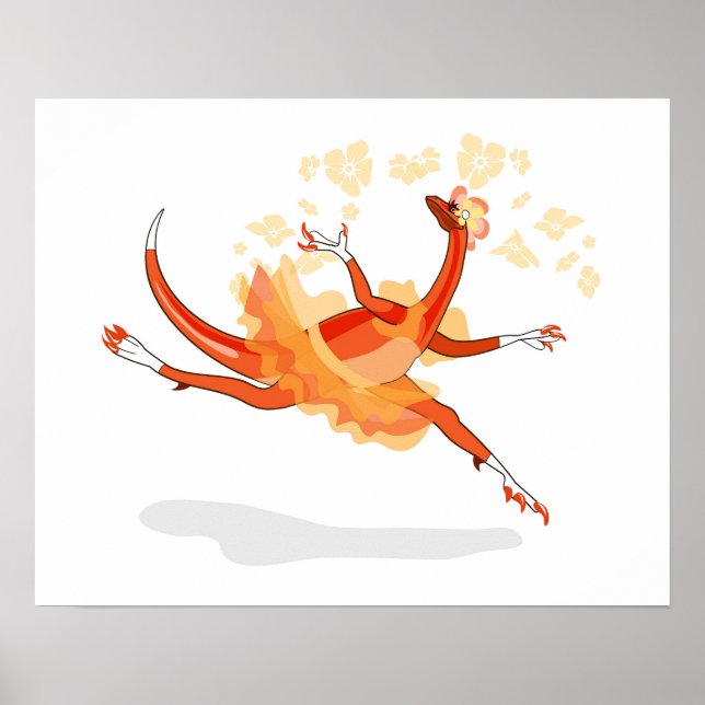 Póster Ilustracion De Una Ballerina Bailando Raptor. 2 (Frente)