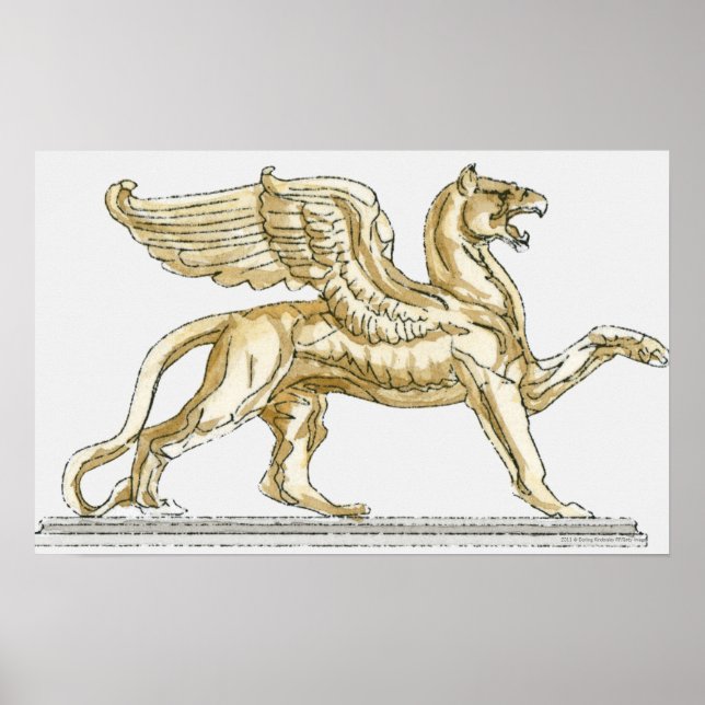Póster Ilustracion de una estatua del grifo (Frente)