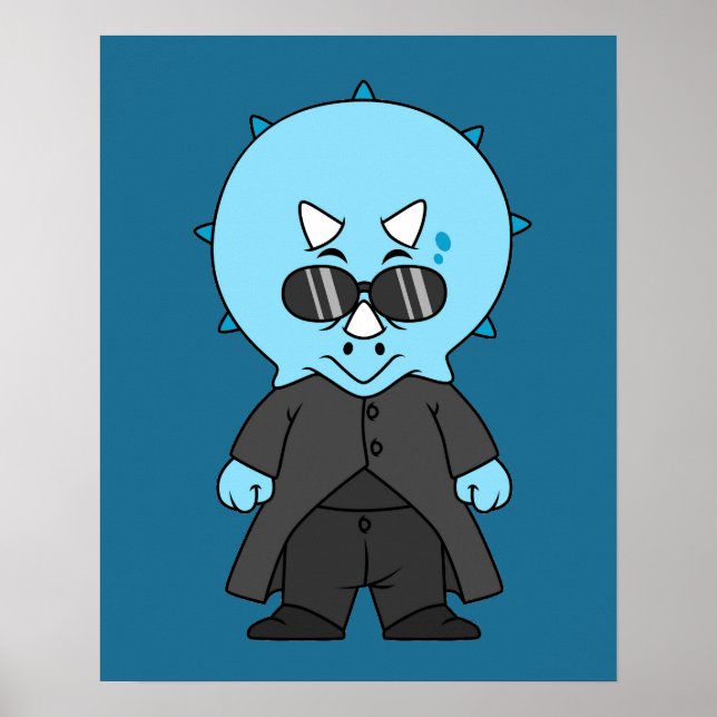 Póster Ilustracion De Una Matriz Triceratops. (Frente)