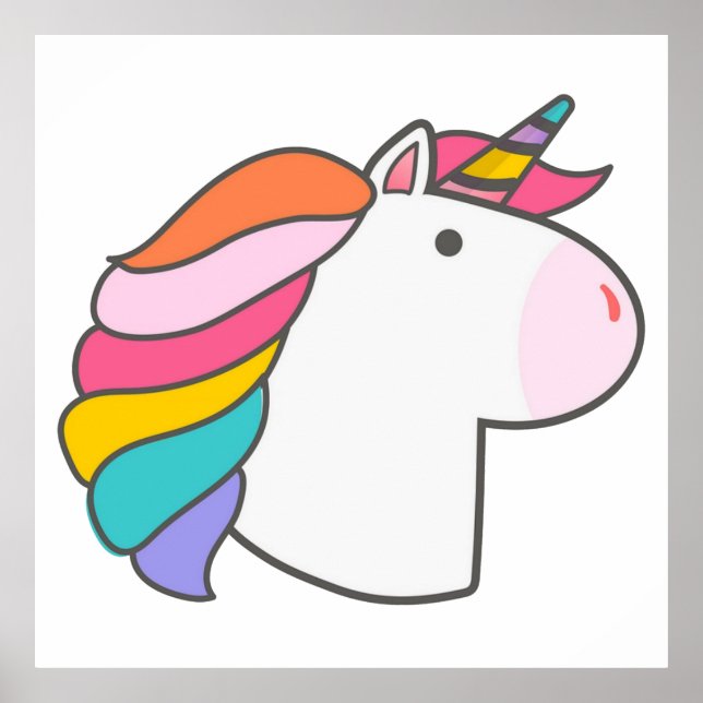 Póster Ilustracion de unicornio curado I (Frente)