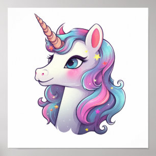 Póster Ilustración de unicornio de dibujos animados