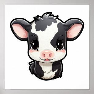 Póster ilustracion de vaca personalizado