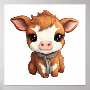 Póster ilustracion de vaca personalizado