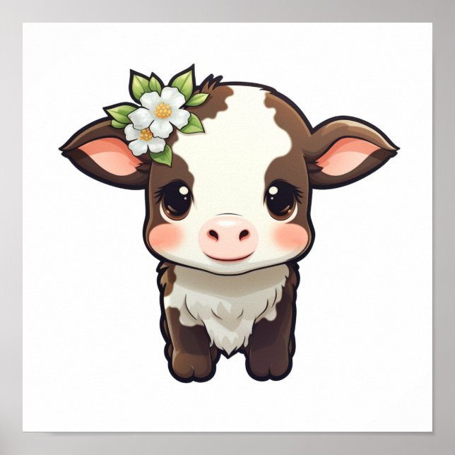 Póster ilustracion de vaca personalizado (Frente)