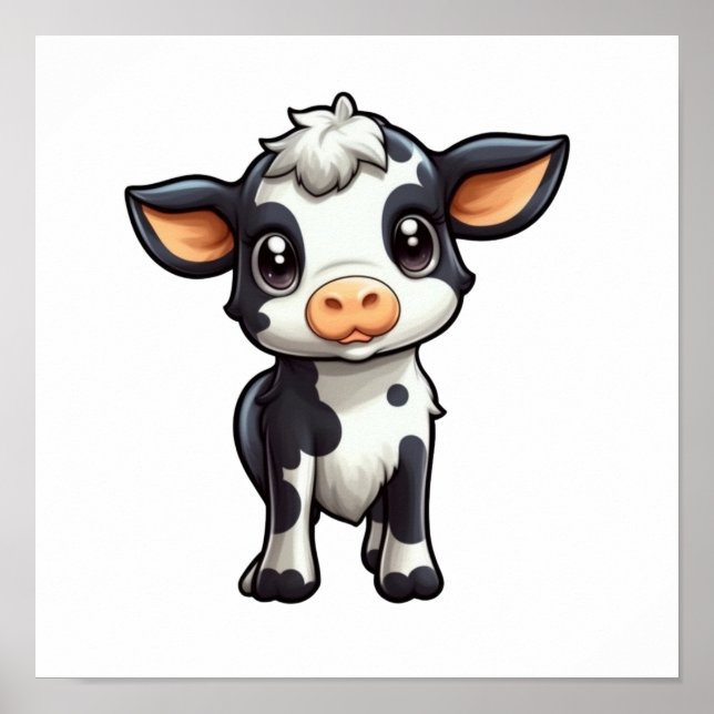 Póster ilustracion de vaca personalizado (Frente)