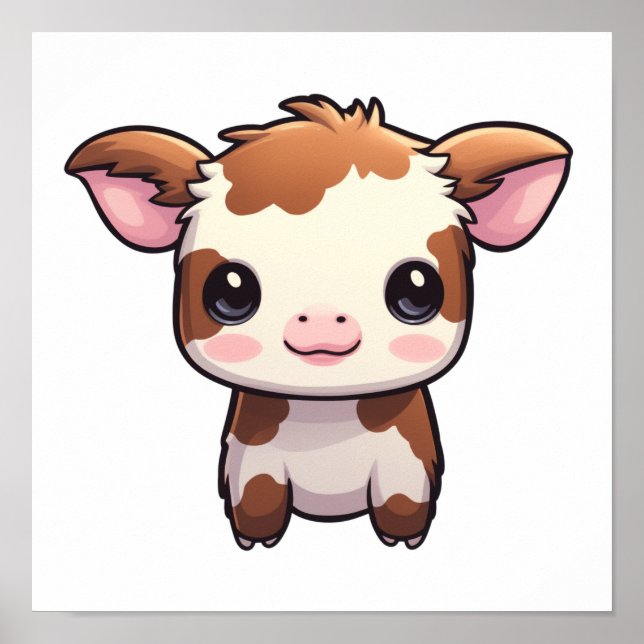 Póster ilustracion de vaca personalizado (Frente)