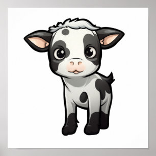 Póster ilustracion de vaca personalizado