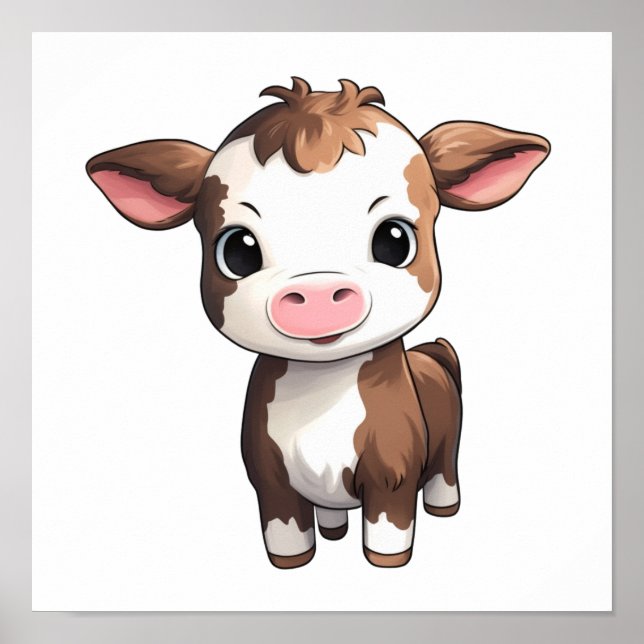 Póster ilustracion de vaca personalizado (Frente)