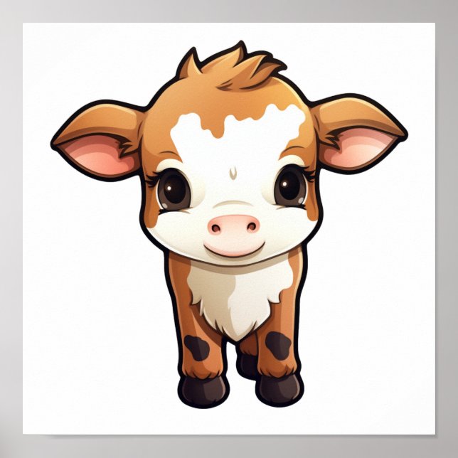 Póster ilustracion de vaca personalizado (Frente)