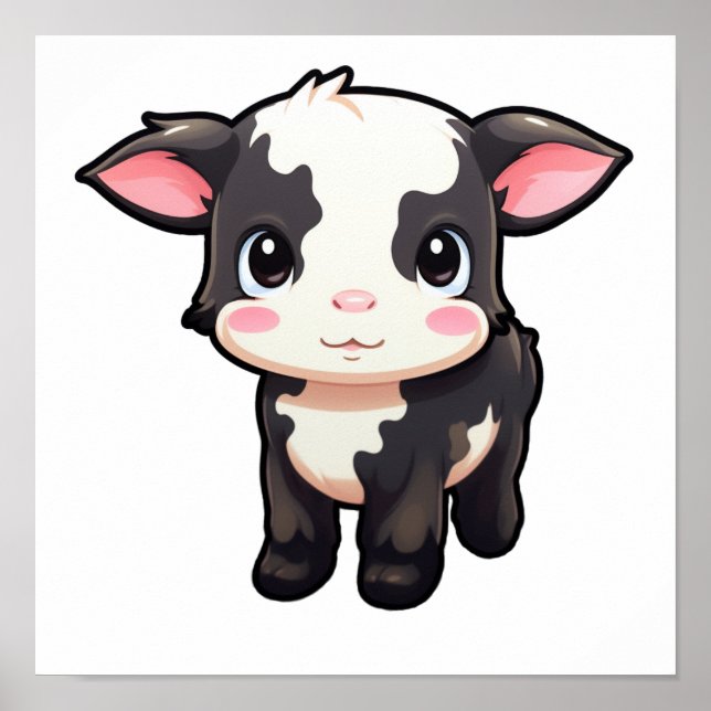 Póster ilustracion de vaca personalizado (Frente)