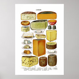 Póster Ilustracion de variedades de queso victoriano de é