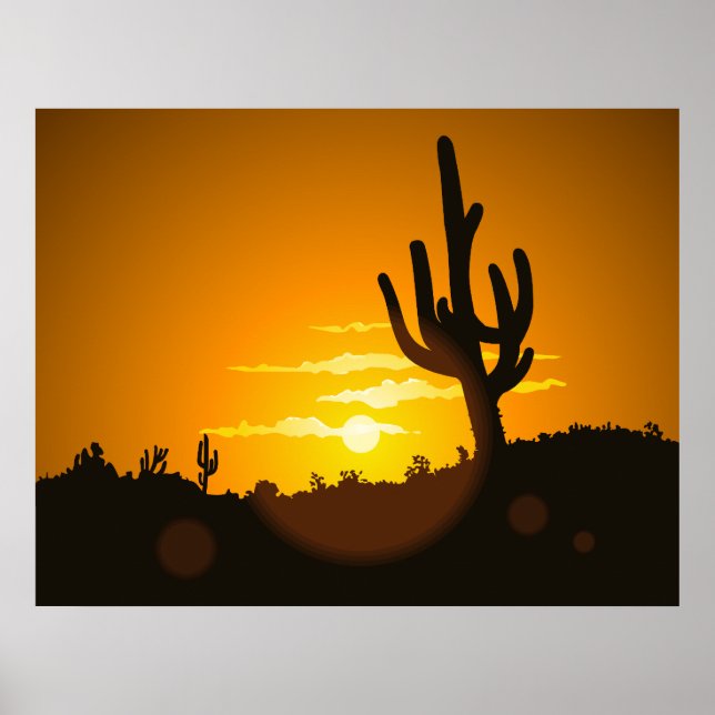 Póster Ilustracion de vectores Cactus Sunset - Poster (Frente)