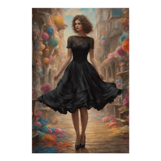 Póster ILUSTRACION de Vestido Negro Mejorado con IA - LBD (Anverso)