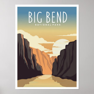 Póster Ilustración de viaje al Parque Nacional Big Bend T